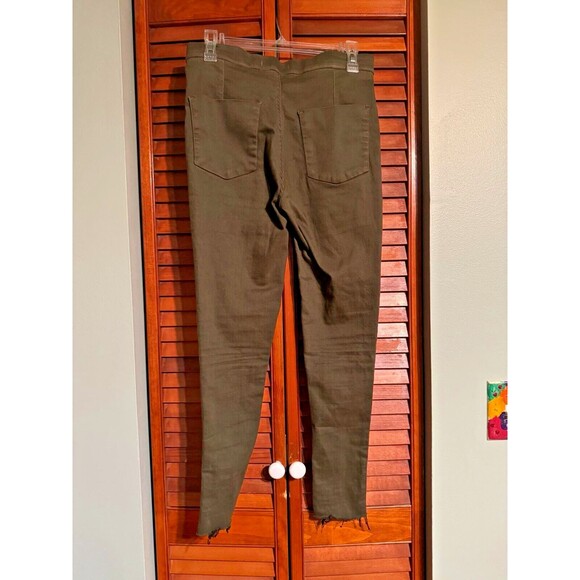 Free People Skinny Denim Jeans 61855-16515125 W 28 Taper Leg Green Raw Fray Hem - Picture 4 of 4